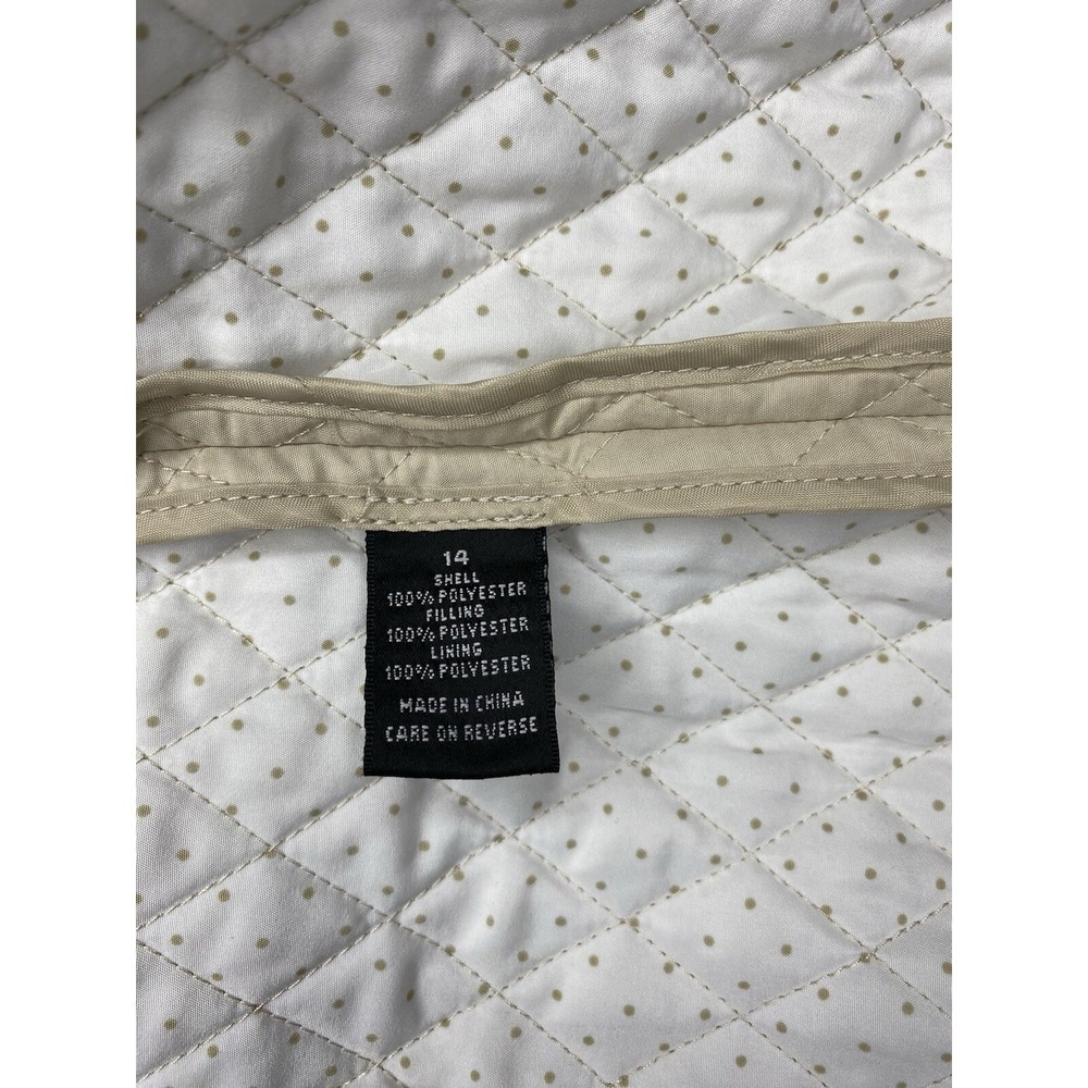 Briggs New York Women's Quilted Jacket Tan Dots Snap Front Collar Size 14 - Picture 4 of 9